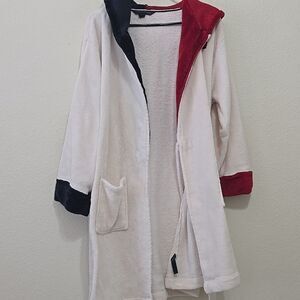 Tommy Hilfiger Cream, Red/blue Fleece Robe L